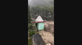 Temple washed away by floods in Himachal Pradesh, India