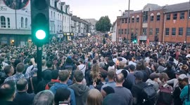 Thousands of anti-racism protesters take over Hor Street against the planned EDL protests