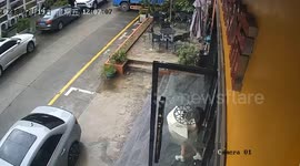 China: A Woman Slips on the Stairs