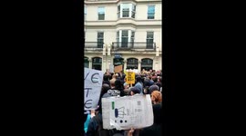 Counter-protesters rally in Brighton, UK against anti-immigration demonstration