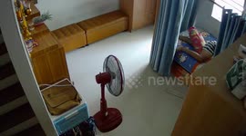 Fan explode's as resident naps on his bed