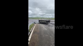 China: A bridge collapses on the national highway in Ulan Maodu