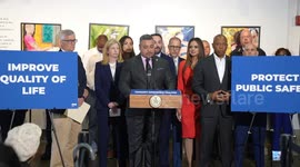 USA: Police Commisioner Edward Caban speaks as Mayor Eric Adams makes public safety and quality-of-life-related announcement  at 14th Street Y