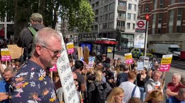 Huge crowd of counter-protesters outside the Reform UK Headquarters in London