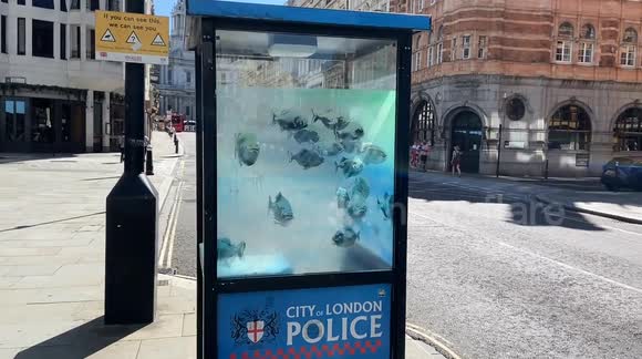 Suspected new Banksy appears on a police sentry box in City Of London