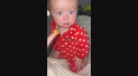 Baby's First Time Trying Bell Pepper Dip