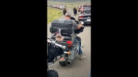 Motorcycle trip through Yellowstone ends with bison encounter