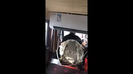 Chinese rickshaw features air conditioning for cool rides