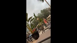 Strong winds and thunderstorms hit Santa Ponça, Mallorca, Spain