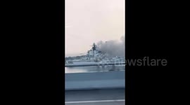 Massive fire erupts on decommissioned aircraft carrier during demolition in China