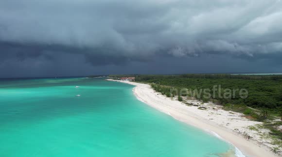 Drone of incoming storm clouds in Bimini Bahamas outer bands of hurricane ernesto