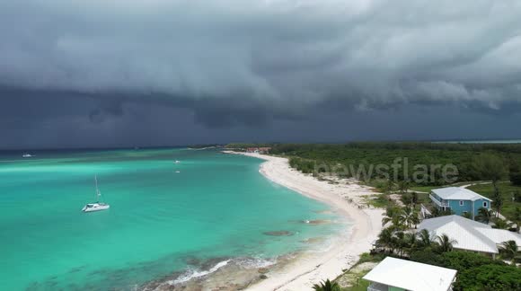 Drone footage of Storm Front blowing in over Bimini Bahamas Feeder Bands of hurricane ernesto
