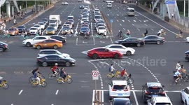 China: A large number of cars drive on the road in Beijing