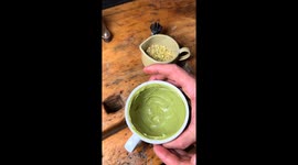 Satisfying Pistachio Cappuccino Making Process