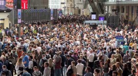 Chaos at #Waterloo due to #trespassers. distribution expected till 22.00! #surbiton