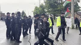 A pro-Palestine protest outside the Friends of Jesus Christ Church, where the 'Israel Rejoicing' celebration was being held, led to three arrests.