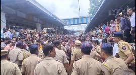 Thousands block west Indian train station in protest against alleged sexual abuse of young schoolgirls