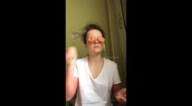 Video depicts mood with egg cracking over eyes in London, UK