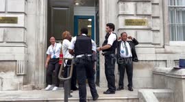 Woman arrested for public disorder outside the Cabinet Office in Londons Whitehall
