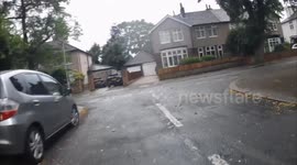 Recent storm damage in Liverpool from storm Lillian battering the country