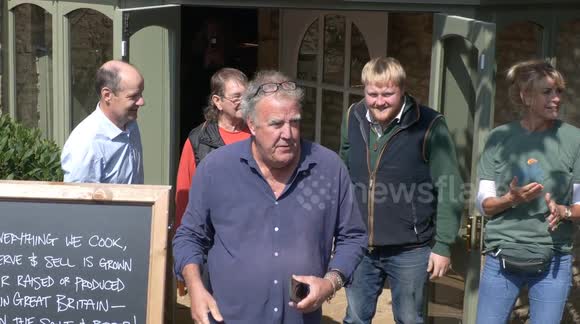 Punters queue for hours as Jeremy Clarkson opens his new pub in Oxfordshire