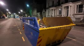 A skip full of gas canisters used for drugs at the Notting Hill Carnival.