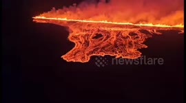 Iceland: Volcanic Eruption at Sundhnuka Captured in Real-Time by Iceland's Civil Protection