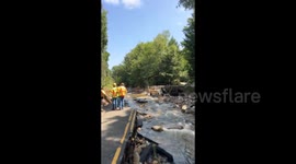 USA: Flooding Collapses Bridge In Connecticut