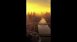 Stunning sunset views of Tianjin's Haihe River, N China