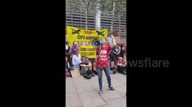 UK: Climate protesters marched outside the Department for Levelling Up, Housing and Communities, demanding that Angela Rayner cancel the expansion of London City Airport
