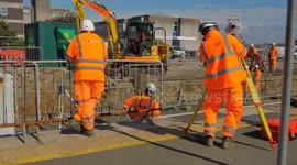 Work starts on controversial £60 million Metro Rail Link, Newquay, St Austell, Truro, Falmouth. Cornwall. UK.
