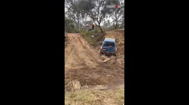 Car fails to maintain grip during the suspension test and rolls back 