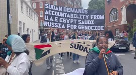 Protesters for peace in Sudan marched to several Arab embassies in London to highlight their involvement in fueling the war in Sudan.