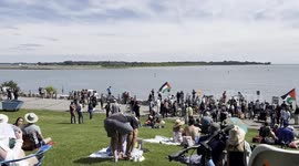 Pro Palestine Protesters Protesting In Front of The Spectators at Toronto Air Show