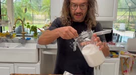 Father and son gives visual representation of how much sugar is in popular energy drinks