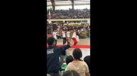 Dog joins performance on stage in Mati, Philippines