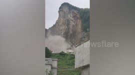 Villagers evacuated after entire side of mountain collapses into valley