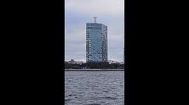 Historical Capital One building was being demolished in Lake Charles Louisiana at 8am on 9/7/24.