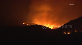 United States: Highland Line Fire Overnight Footage