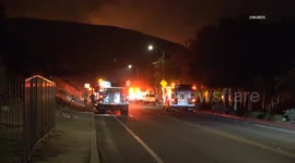 USA: Overnight Fire Footage Line Fire