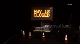 United States: Crestline Line Fire Night Footage With Resident Speaking On Camera