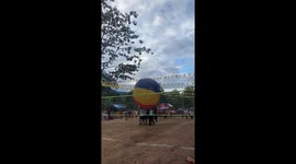 People play volleyball with giant ball in Peru