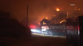 USA: Lakeland Village  Airport Fire Overnight Footage