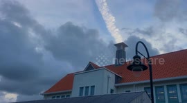Sky beam over a school, alien connections?. Skol Nansledan, Cornwall, UK