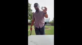 Bull whip is so sharp it cuts bottle in half. Amazing power