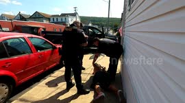 Brawl chase and takedown at Pee Wee Football game between Mount Carmel and Muncy at the Mount Carmel Silver Bowl, Mount Carmel Township, Pa