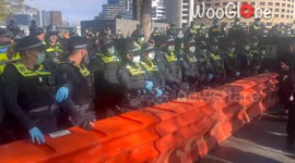 Melbourne, Australia: Thousands of anti-war demonstrators take a strong stance against the Land Forces Expo