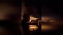 Canada: Historic Red Bridge in Kamloops Consumed by Flames: Iconic Structure Collapses into River