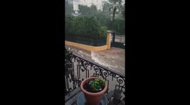 Sudden Rain and Hailstorm Floods Cannes Streets: Captured from Boulevard de la République