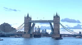 Galeon Andalucía, replica 16th-17th century galleon, passes through Tower Bridge in London